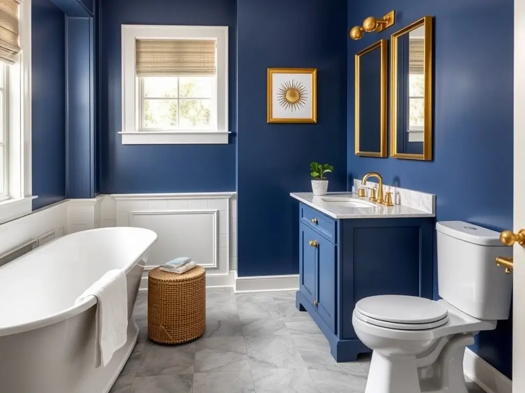 blue and gold bathroom ideas