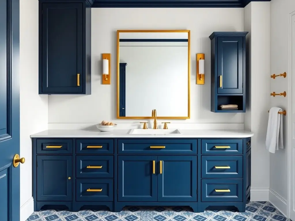 blue and gold bathroom ideas