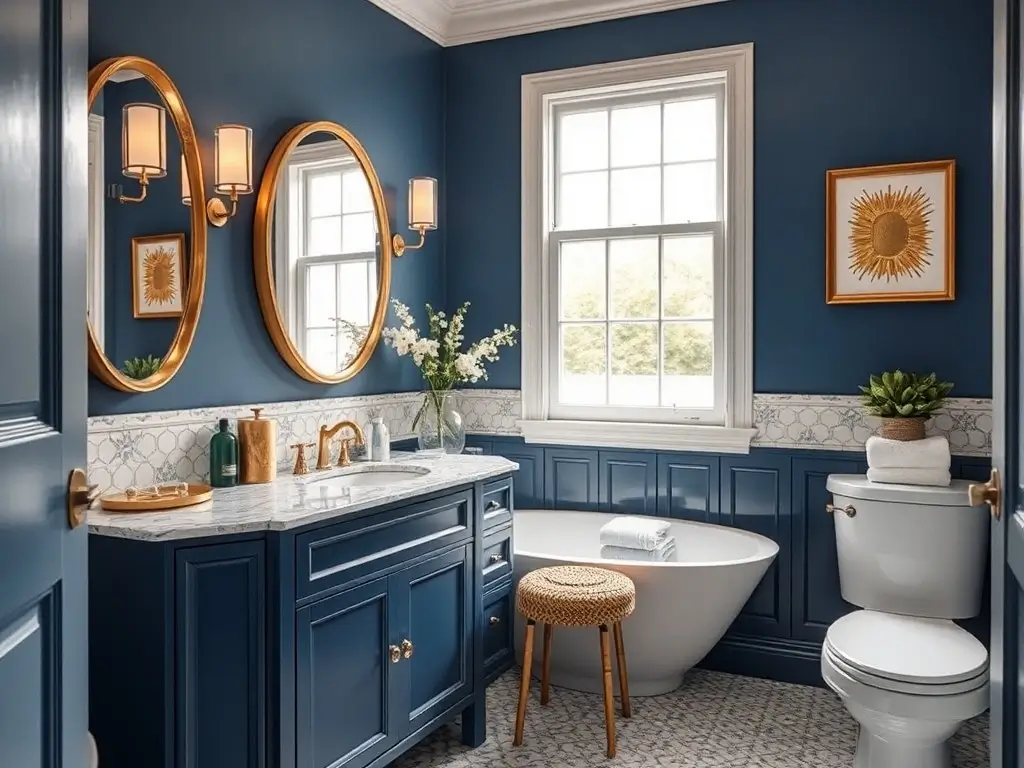 blue and gold bathroom ideas