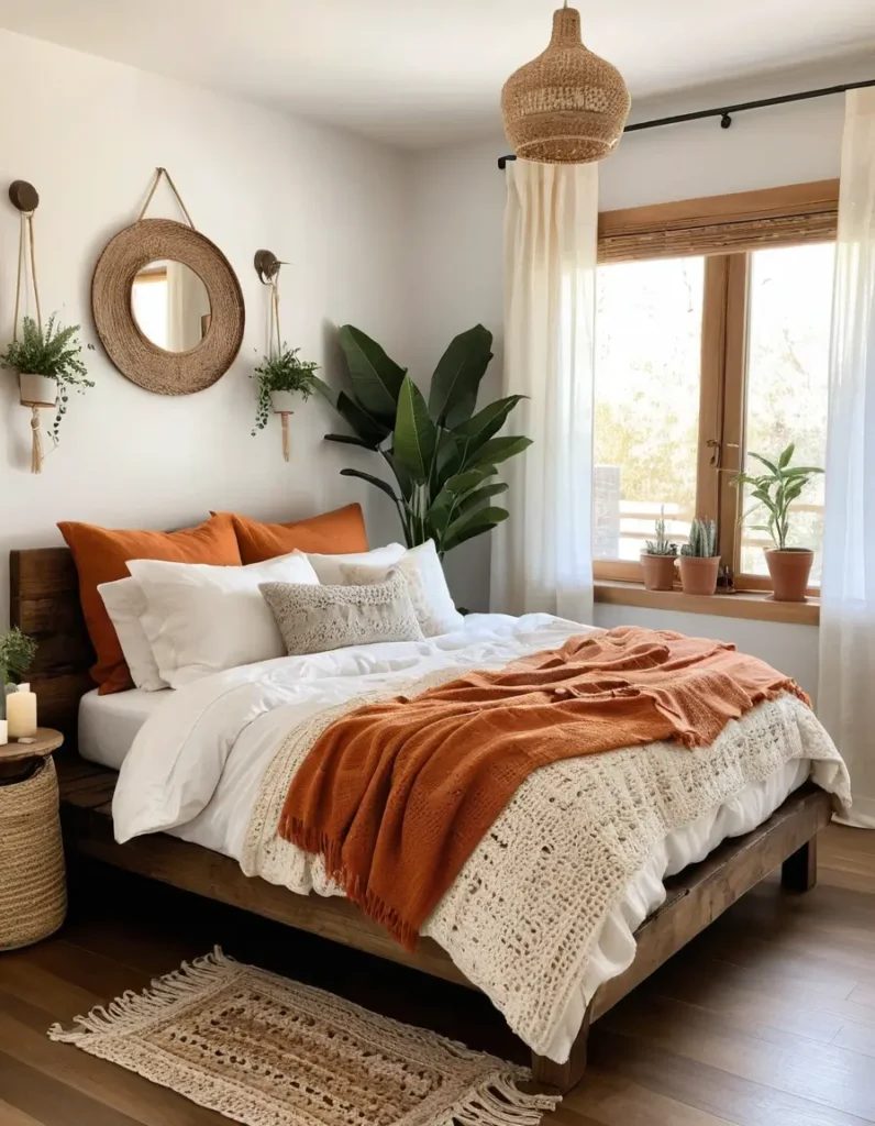 boheme bedroom orange sheets
