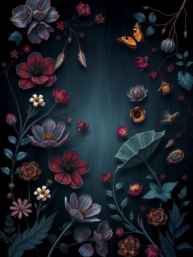 A mystical forest scene with shadows and a full moon, embodying dark academia aesthetic.